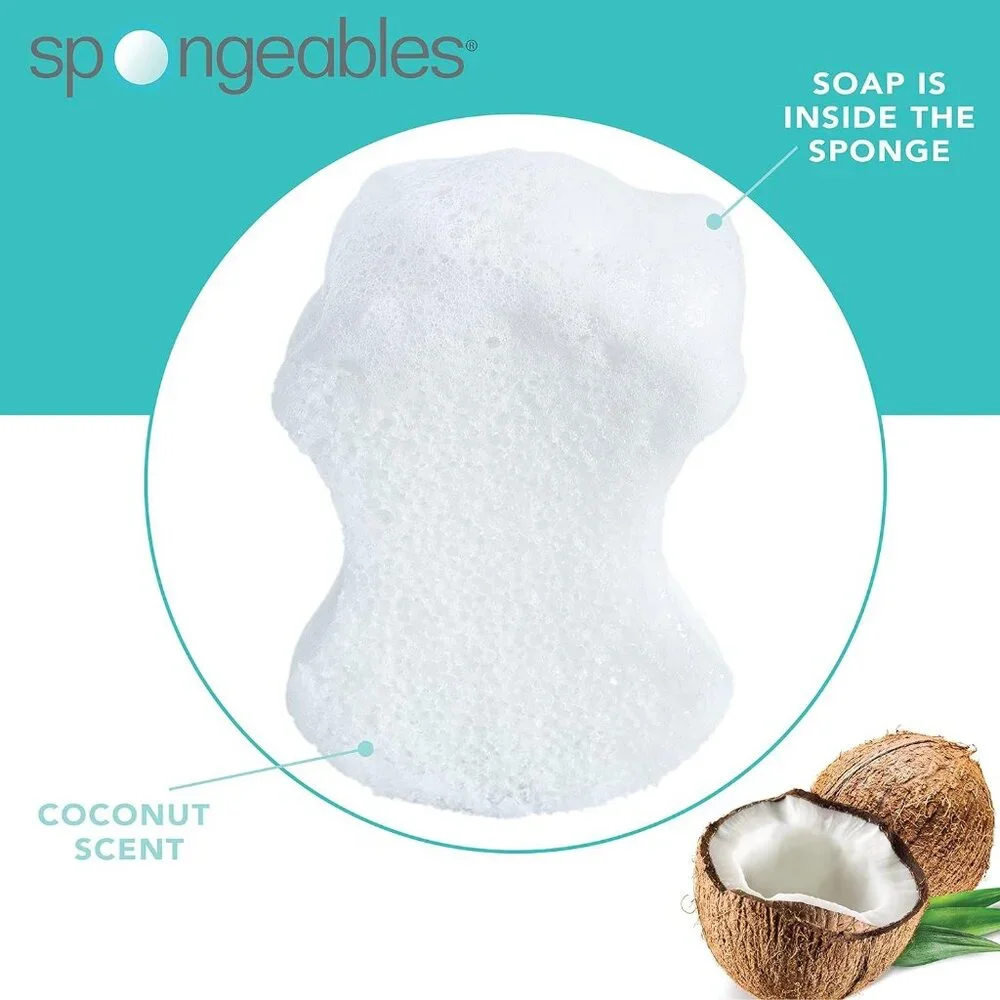Pack of 2 Spongeables Pedi-Scrub Foot Exfoliating Wash Sponges in Coconut Colada